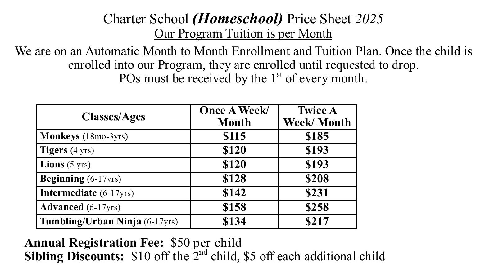 homeschoolpricesheet2025